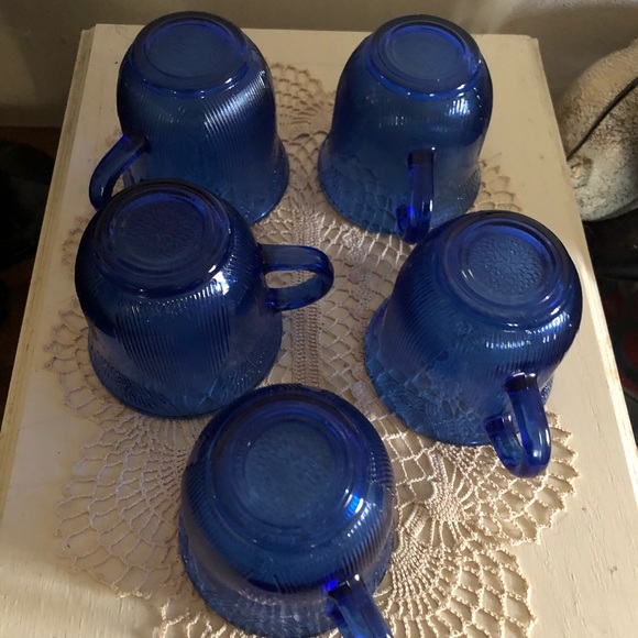 Vintage Colbalt Blue Glass Mugs - Picture 6 of 7